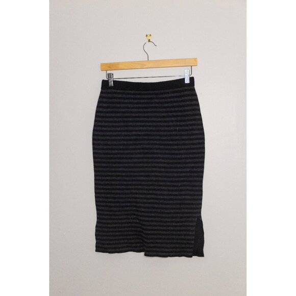 Eileen Fisher black and grey striped knit skirt - Picture 1 of 4